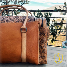 Load image into Gallery viewer, Campbell Hand Tooled Leather Duffel Bag
