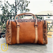 Load image into Gallery viewer, Campbell Hand Tooled Leather Duffel Bag
