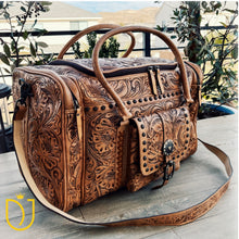 Load image into Gallery viewer, Campbell Hand Tooled Leather Duffel Bag
