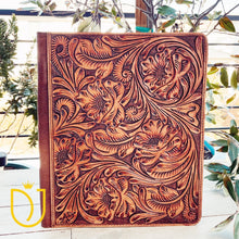 Load image into Gallery viewer, Lancaster Brown Hand Tooled Leather Portfolio
