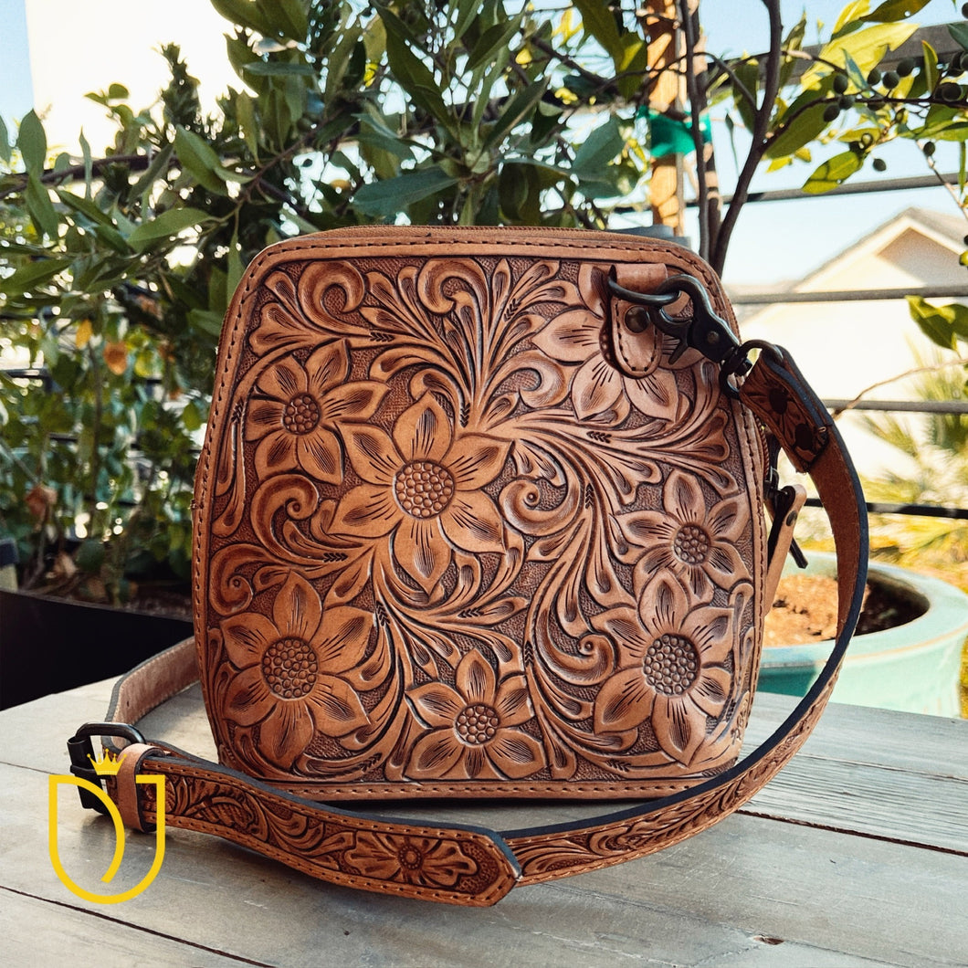 Rockwell Ranch Hand Tooled Leather Crossbody Purse