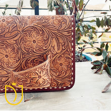 Load image into Gallery viewer, San Mateo Hand Tooled Leather Crossbody Purse
