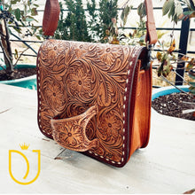 Load image into Gallery viewer, San Mateo Hand Tooled Leather Crossbody Purse
