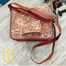 Load image into Gallery viewer, San Mateo Hand Tooled Leather Crossbody Purse
