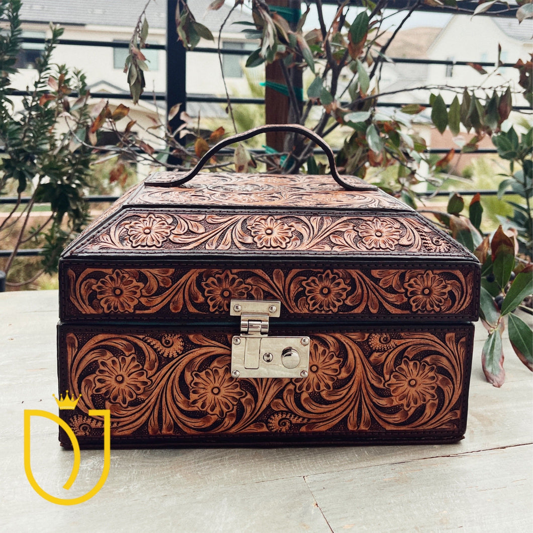 Saddlewood Hand Tooled Leather Jewelry Box