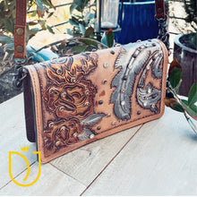 Load image into Gallery viewer, Boho Bloom Hand Tooled Leather Crossbody Wallet
