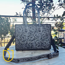 Load image into Gallery viewer, Silver Spur Hand Tooled Leather Tote Bag
