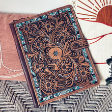 Load image into Gallery viewer, Park Hill Hand Tooled Leather Notebook Portfolio
