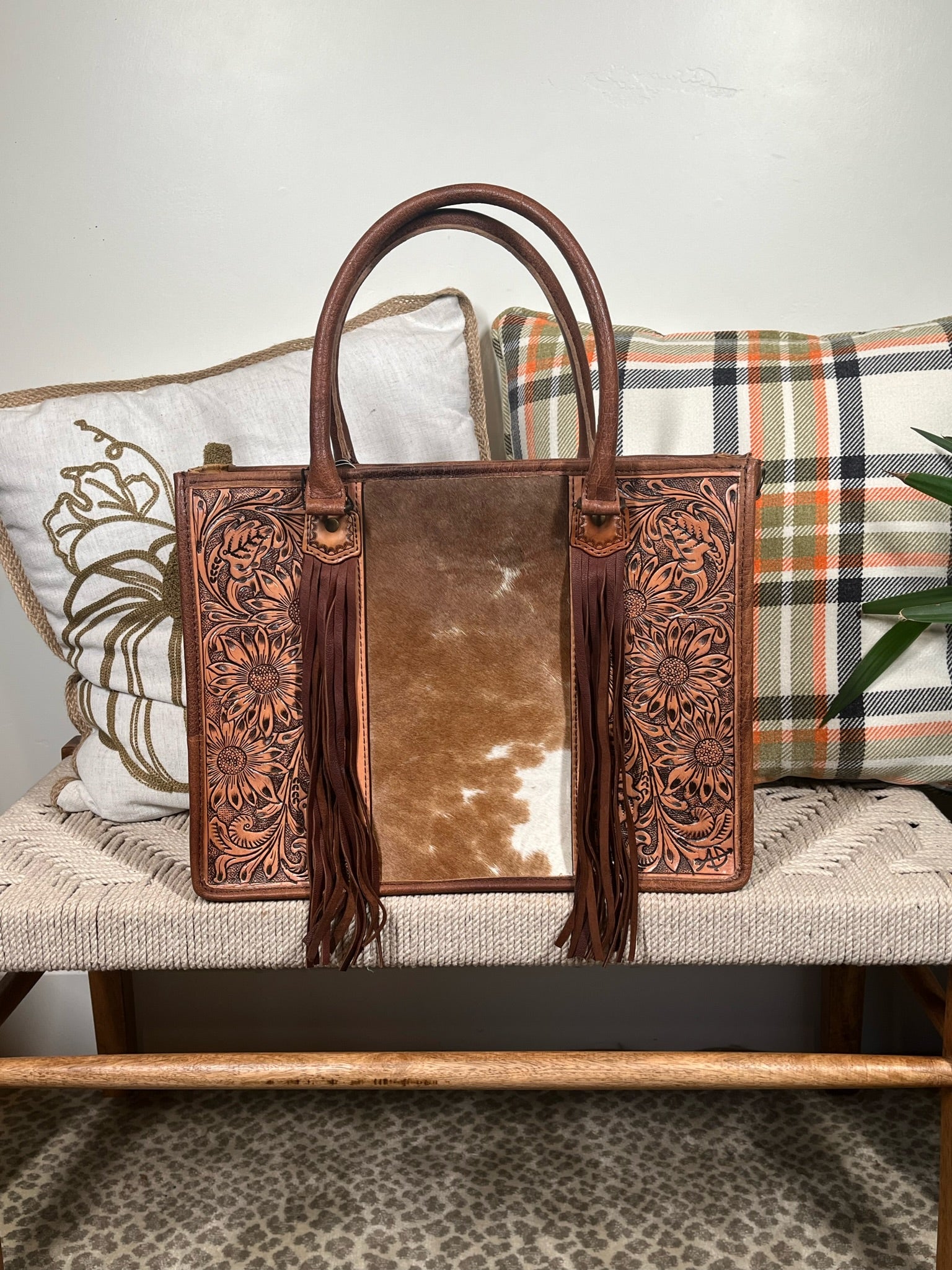 Spring Branch Western Leather Tote Bag