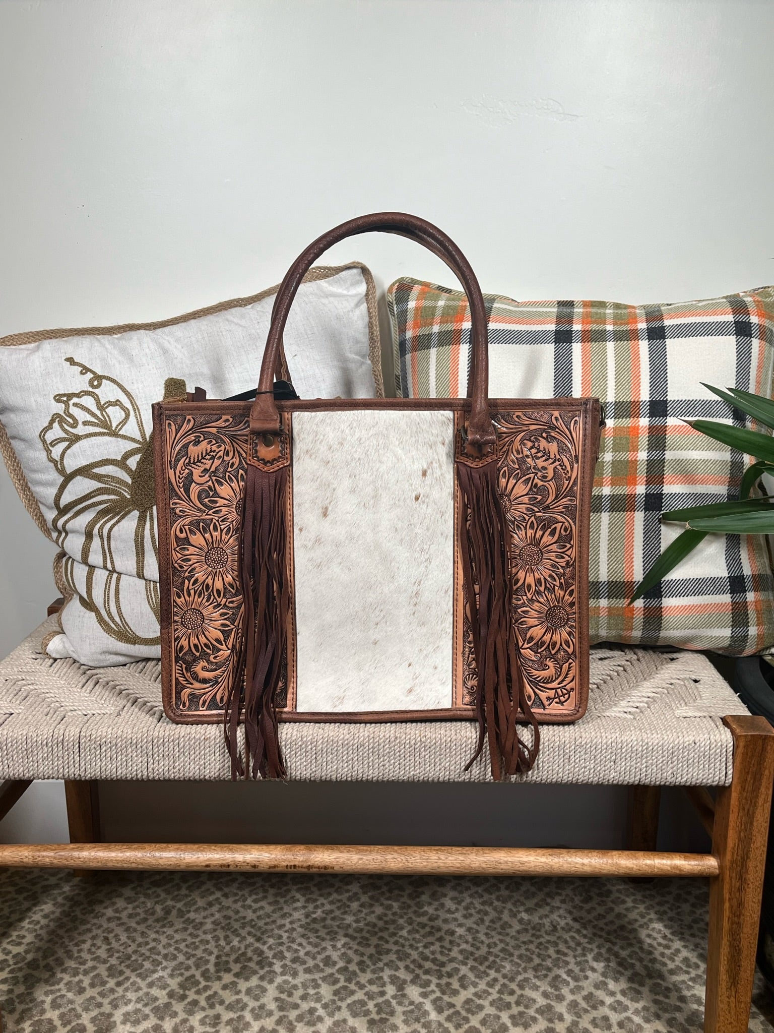 Spring Branch Western Leather Tote Bag