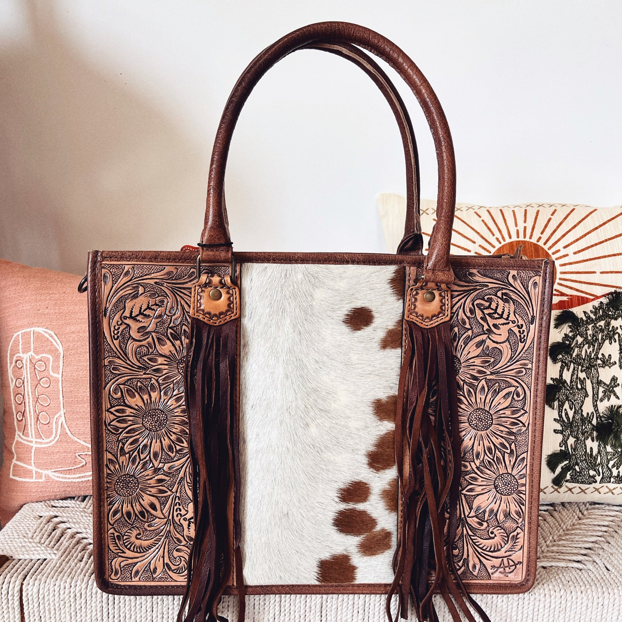 Spring Branch Western Leather Tote Bag