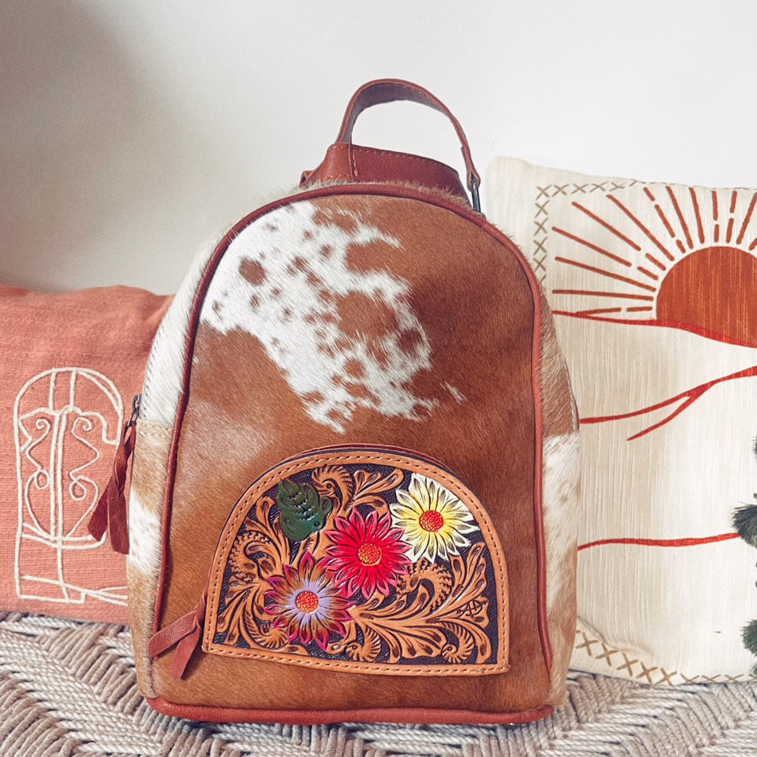 Spring Blooms Bridgeton Western Leather Backpack