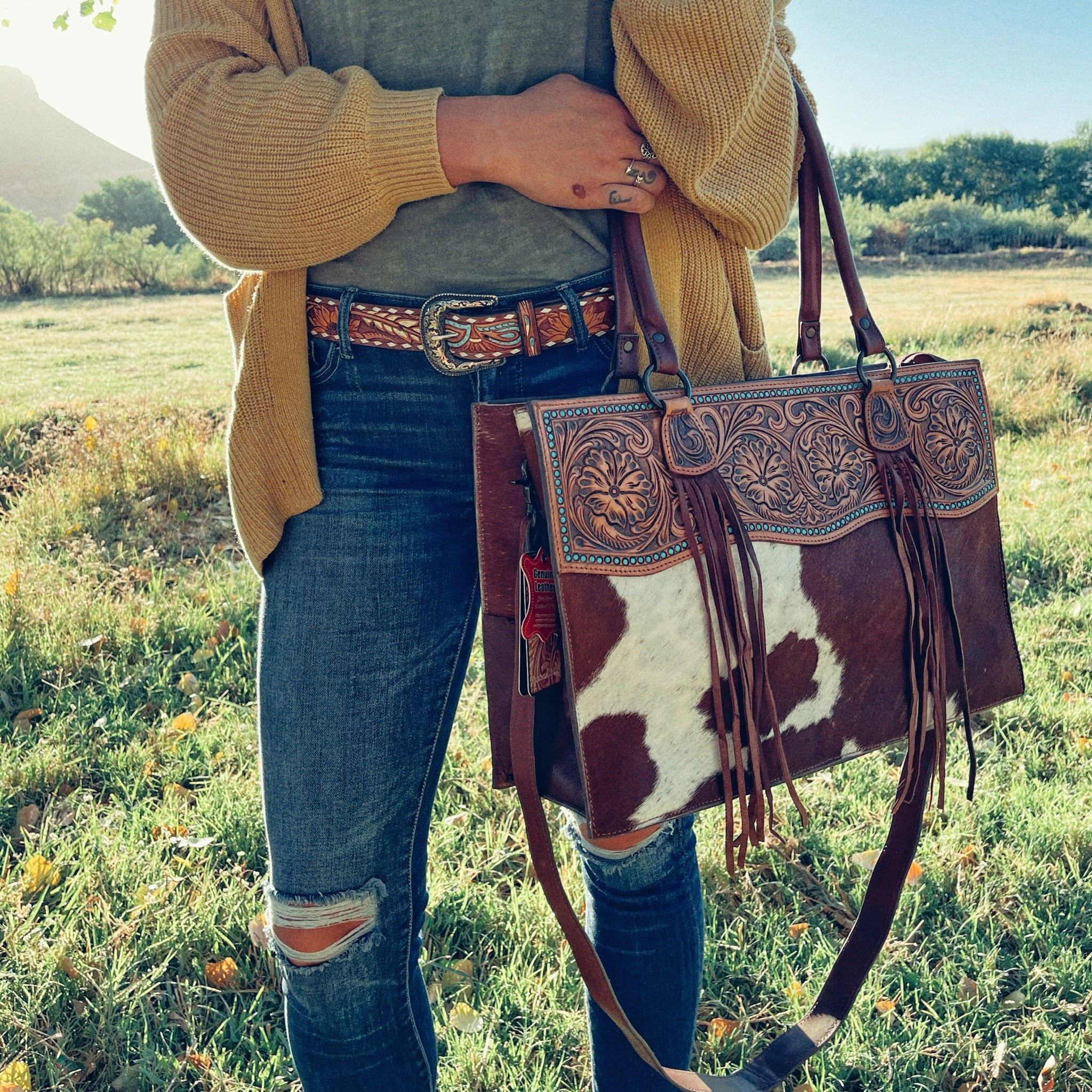 Pikes Peak Western Leather Tote Bag