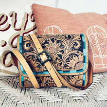 Load image into Gallery viewer, La Jolla Hand Tooled Leather Crossbody Purse
