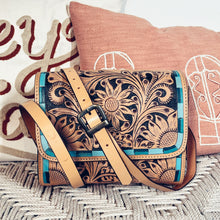 Load image into Gallery viewer, La Jolla Hand Tooled Leather Crossbody Purse
