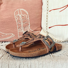 Load image into Gallery viewer, Sandy Creek Hand Tooled Leather Sandals
