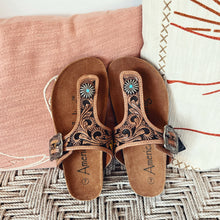Load image into Gallery viewer, Sandy Creek Hand Tooled Leather Sandals
