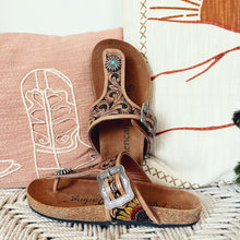 Load image into Gallery viewer, Sandy Creek Hand Tooled Leather Sandals
