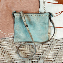 Load image into Gallery viewer, The Kincaid Turquoise Blue Vintage Leather Crossbody Purse
