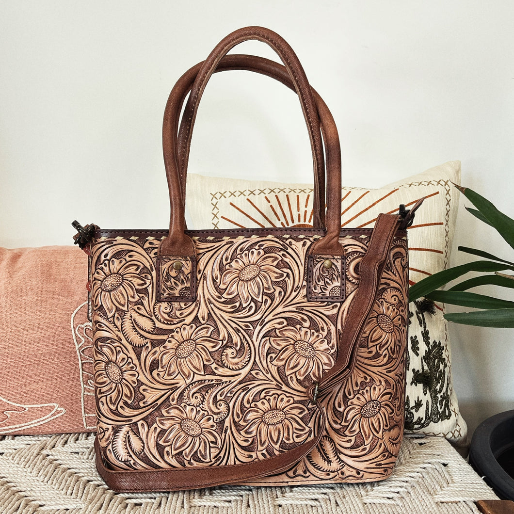 Parkline Hand Tooled Leather Purse