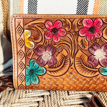 Load image into Gallery viewer, Flower Mound Leather Western Crossbody Wallet
