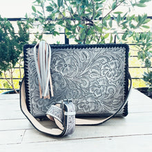 Load image into Gallery viewer, Silver City Hand Tooled Leather Crossbody Purse
