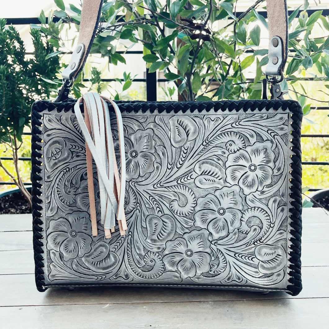 Silver City Hand Tooled Leather Crossbody Purse