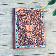 Load image into Gallery viewer, Park Hill Hand Tooled Leather Notebook Portfolio
