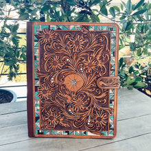 Load image into Gallery viewer, Park Hill Hand Tooled Leather Notebook Portfolio
