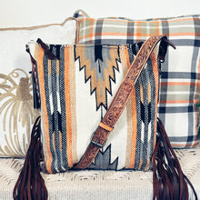 Load image into Gallery viewer, Cream Aztec Western Leather Crossbody Purse
