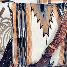 Load image into Gallery viewer, Cream Aztec Western Leather Crossbody Purse
