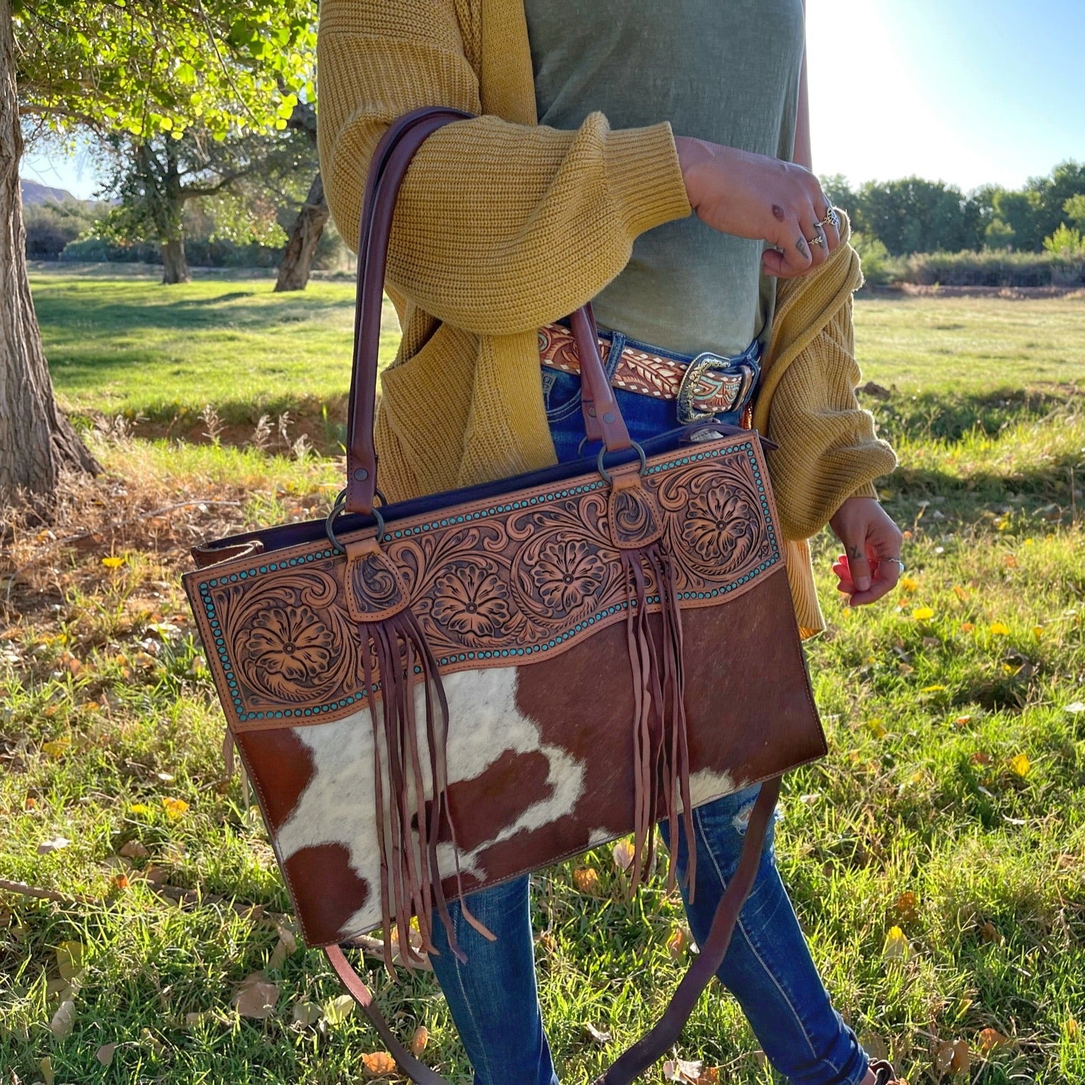 Pikes Peak Western Leather Tote Bag