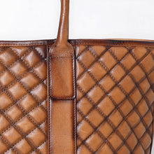 Load image into Gallery viewer, Bronze Bridle Quilted Leather Tote Bag
