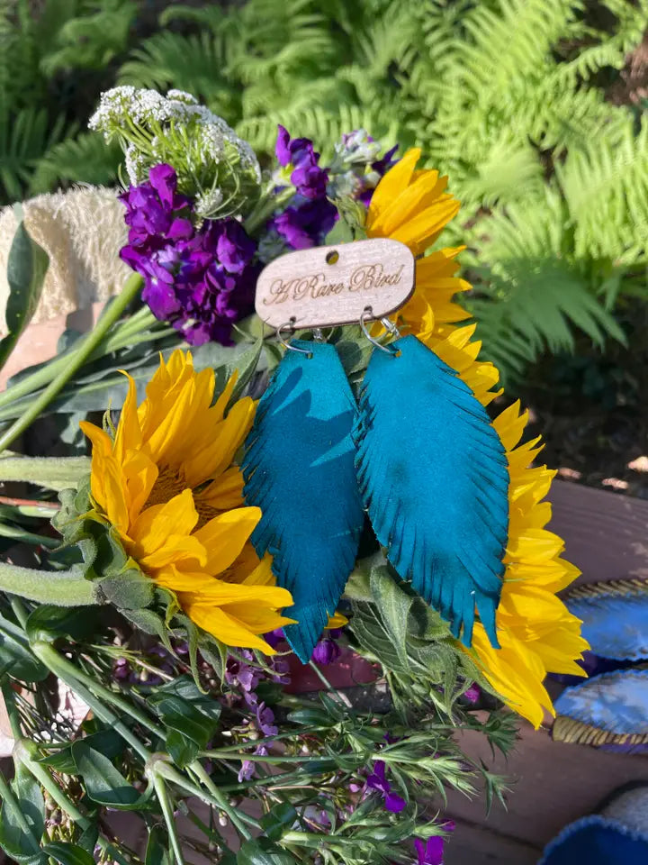 Hand-Cut Leather Feather Earrings