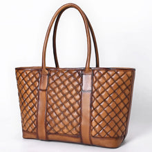 Load image into Gallery viewer, Bronze Bridle Quilted Leather Tote Bag
