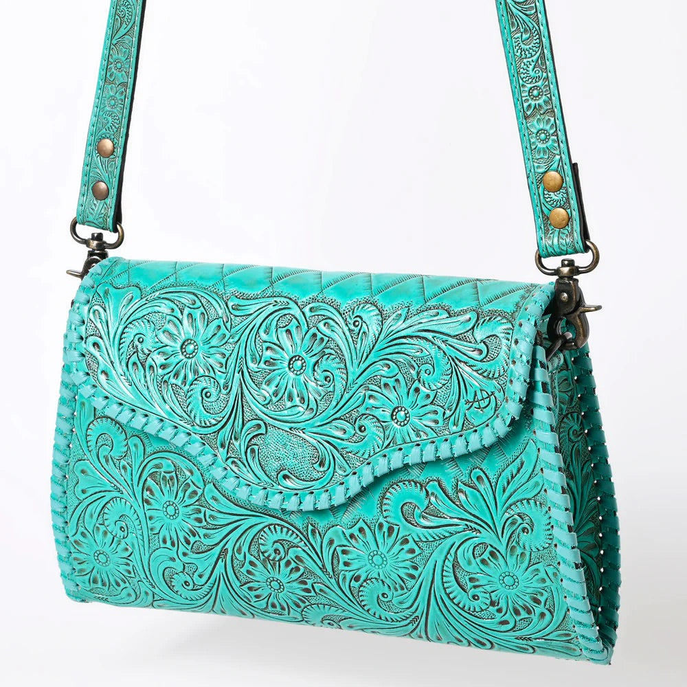 Sweetwater Hand Tooled Leather Crossbody Purse