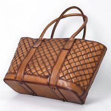 Load image into Gallery viewer, Bronze Bridle Quilted Leather Tote Bag
