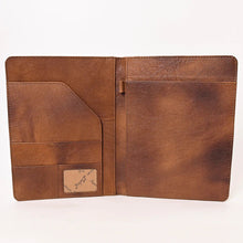 Load image into Gallery viewer, Hand Tooled Leather Portfolio, Leather Padfolio, Leather Legal Pad Portfolio, Leather Legal Pad Notebook, Tooled Leather Portfolio Envelope
