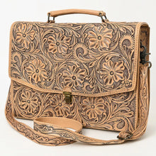 Load image into Gallery viewer, Western Purse, Western Tote Bag, Hand Tooled Leather Purse, Leather Briefcase, Leather Laptop Bag, Hand Tooled Leather Work Bag
