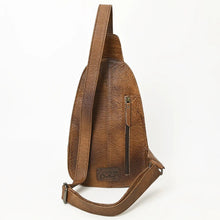 Load image into Gallery viewer, Leather Sling Bag Women, Hair On Cowhide Leather Sling Bag Purse, Leather Sling Backpack Purse, Leather Backpack, Western Purse
