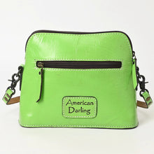 Load image into Gallery viewer, Western Purse, Hand Tooled Leather Purse, Western Leather Purse, Cowhide Purse, Green Leather Purse, Small Leather Crossbody Purse
