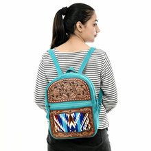 Load image into Gallery viewer, Suede Leather Backpack Women, Hand Tooled Leather Backpack Purse, Leather Backpack, Western Purse, Small Hand Tooled Leather Backpack
