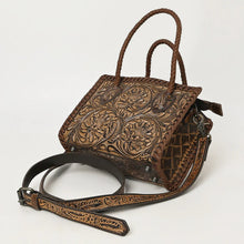 Load image into Gallery viewer, Western Hand Tooled Leather Purse, Western Tote Bag, Small Western Leather Purse, Genuine Cowhide Leather Purse, Western Crossbody Purse
