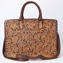 Load image into Gallery viewer, Western Hand Tooled Leather Purse, Conceal Carry Purse, Leather Laptop Bag, Western Tote Bag, Western Crossbody Purse, Leather Shoulder Bag
