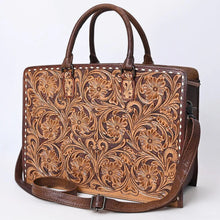 Load image into Gallery viewer, Western Hand Tooled Leather Purse, Conceal Carry Purse, Leather Laptop Bag, Western Tote Bag, Western Crossbody Purse, Leather Shoulder Bag
