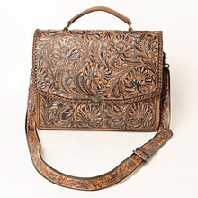 Load image into Gallery viewer, Western Purse, Western Tote Bag, Hand Tooled Leather Purse, Leather Briefcase, Laptop Bag, Hand Tooled Leather Work Bag
