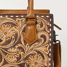 Load image into Gallery viewer, Western Hand Tooled Leather Purse, Western Tote Bag, Small Western Leather Purse, Genuine Cowhide Leather Purse, Western Crossbody Purse
