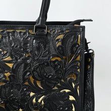 Load image into Gallery viewer, Western Hand Tooled Leather Purse, Western Tote Bag, Conceal Carry Purse, Genuine Cowhide Purse, Genuine Black Leather Purse, Western Purse
