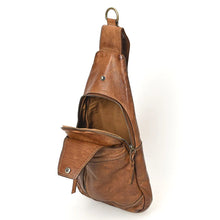 Load image into Gallery viewer, Leather Sling Bag Women, Leather Sling Backpack Purse, Leather Backpack, Western Purse, Brown Leather Sling Purse, Leather Satchel Bag
