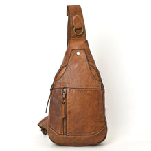 Load image into Gallery viewer, Leather Sling Bag Women, Leather Sling Backpack Purse, Leather Backpack, Western Purse, Brown Leather Sling Purse, Leather Satchel Bag
